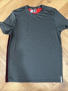 RBX Men's Dark Gray Short Sleeve Tee with Red Neck Accent